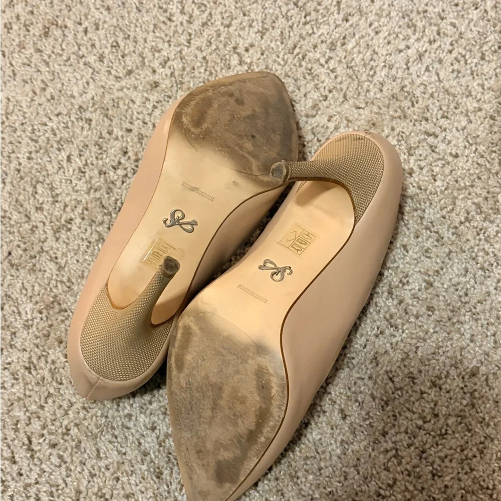 Antonia Saint NY All Occasion Nappa Leather Casual Woven Block Heel Pumps Almond